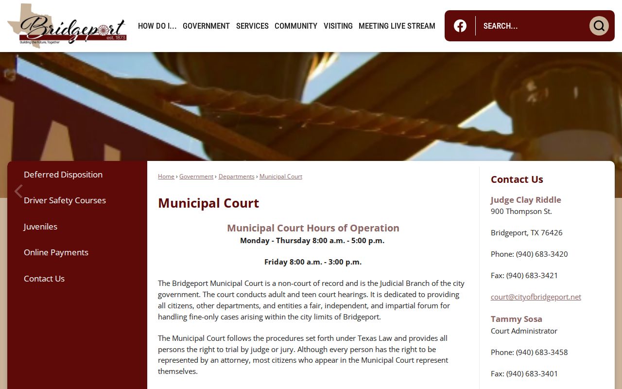 Bridgeport criminal records at Bridgeport Municipal Court