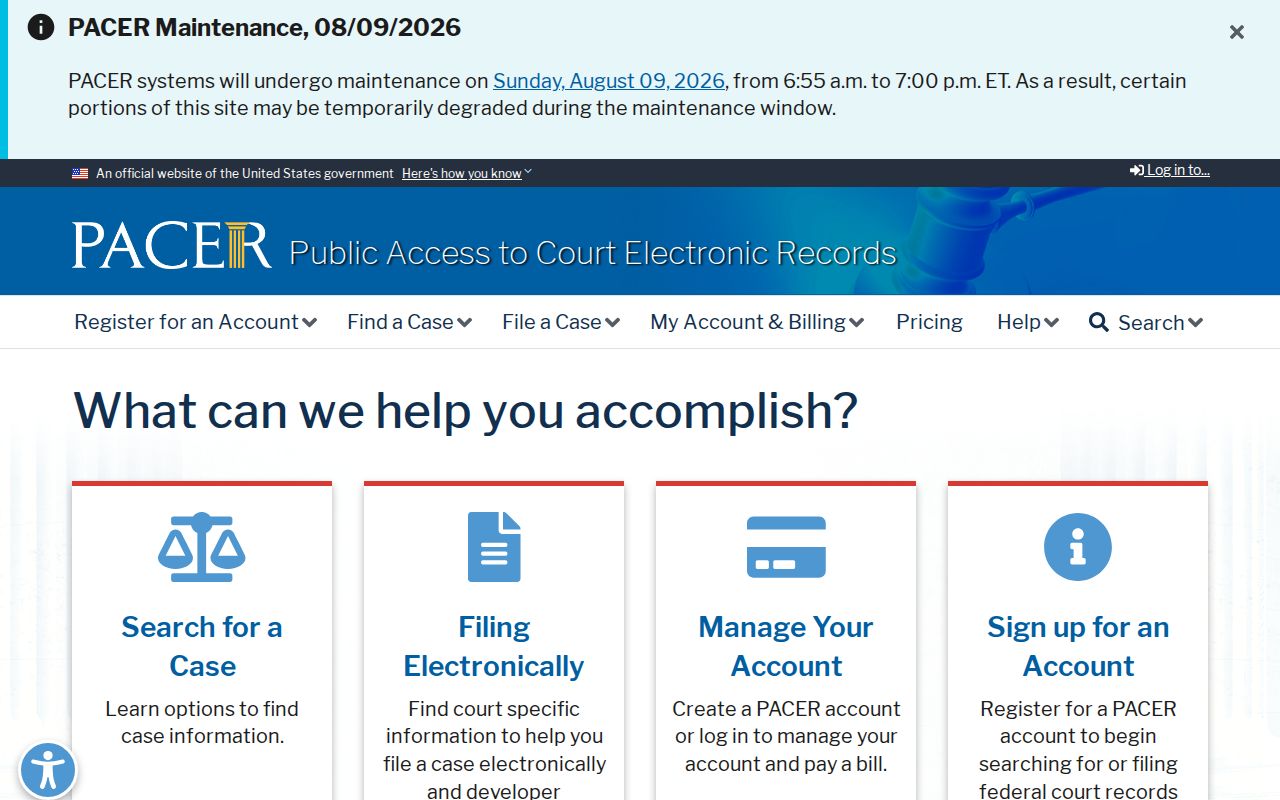 Federal criminal court case records for Wise County through PACER